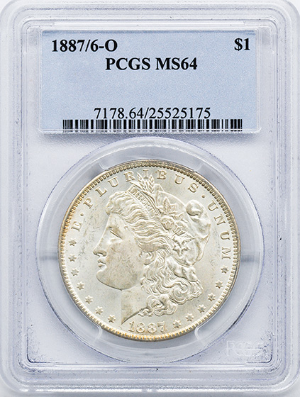Picture of 1887/6-O MORGAN S$1, OVERDATE MS64 