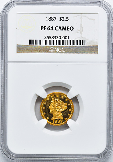 Picture of 1887 LIBERTY HEAD $2.5 PR64 Cameo