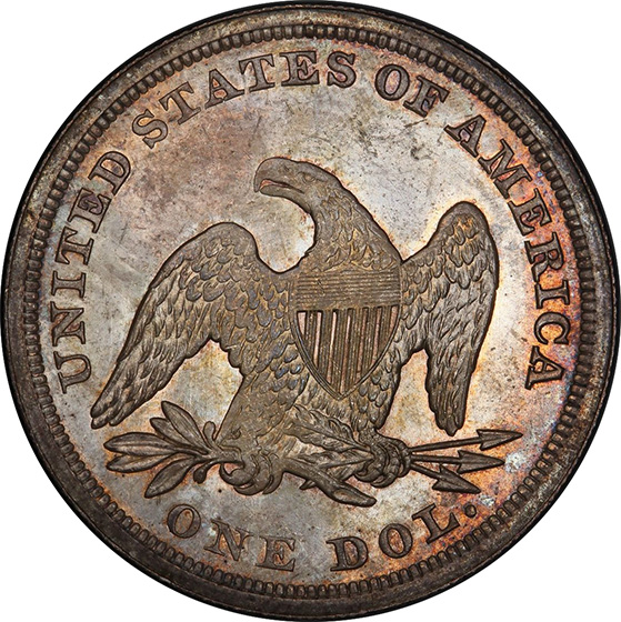 Picture of 1849 LIBERTY SEATED S$1, NO MOTTO MS64 