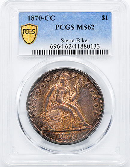 Picture of 1870-CC LIBERTY SEATED S$1, MOTTO MS62 