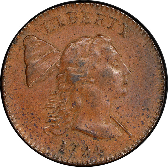 Picture of 1794 LIBERTY CAP 1C, HEAD OF 1793, DENT. BORDER MS60 Brown