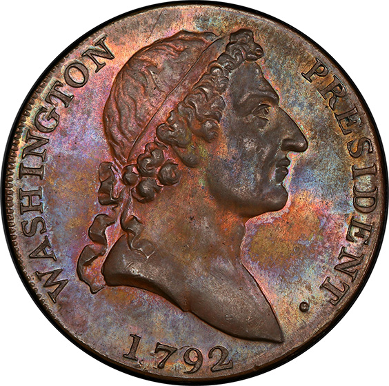 Picture of 1792 WASH, ROMAN HEAD CENT PR65 Brown