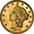 Picture of 1870 LIBERTY $20 GILT J-1038, GILT PR64 