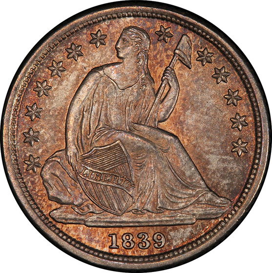 Picture of 1839-O SEATED LIBERTY 10C, NO DRAPERY, LARGE O MS66 
