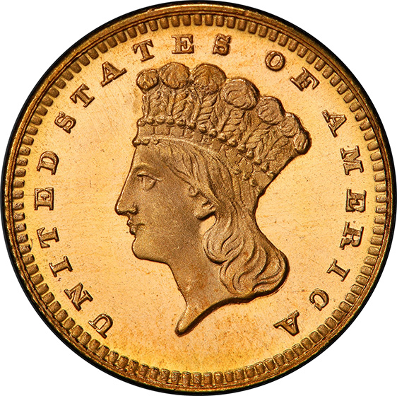 Picture of 1866 GOLD G$1 MS67+ Proof Like