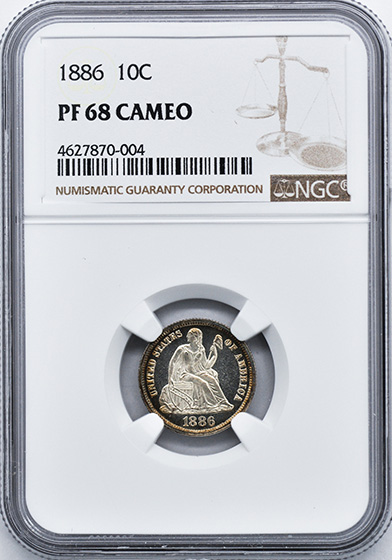 Picture of 1886 LIBERTY SEATED 10C PR68 Cameo