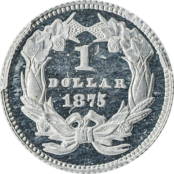 Picture of 1875 LIBERTY G$1 J-1433, ALUMINUM PR66+ Cameo