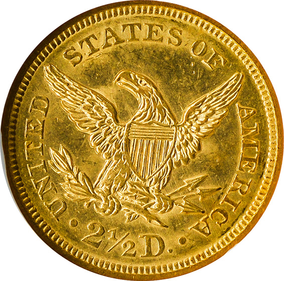 Picture of 1843 LIBERTY HEAD $2.5 MS64 