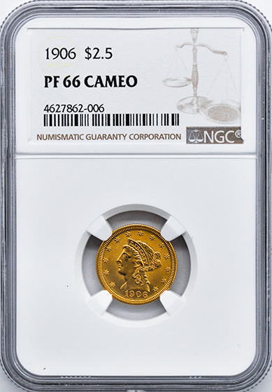 Picture of 1906 LIBERTY HEAD $2.5 PR66 Cameo