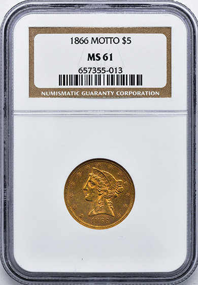 Picture of 1866 LIBERTY $5, MOTTO MS61 