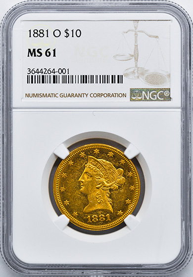 Picture of 1881-O LIBERTY HEAD $10 MS61 