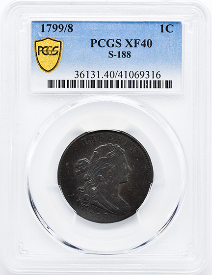 Picture of 1799/8 DRAPED BUST 1C XF40 