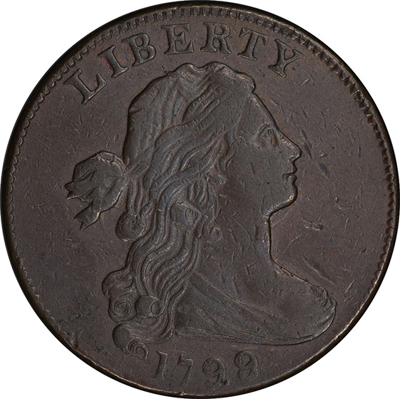 Picture of 1799/8 DRAPED BUST 1C XF40 Brown