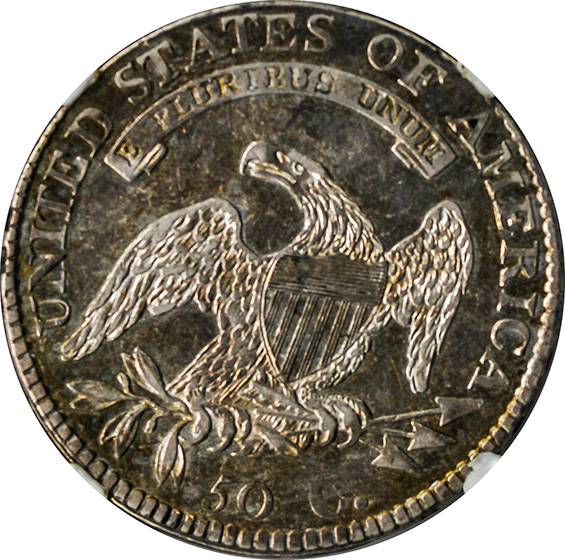 Picture of 1812/1 CAPPED BUST 50C, LARGE 8 AU55 
