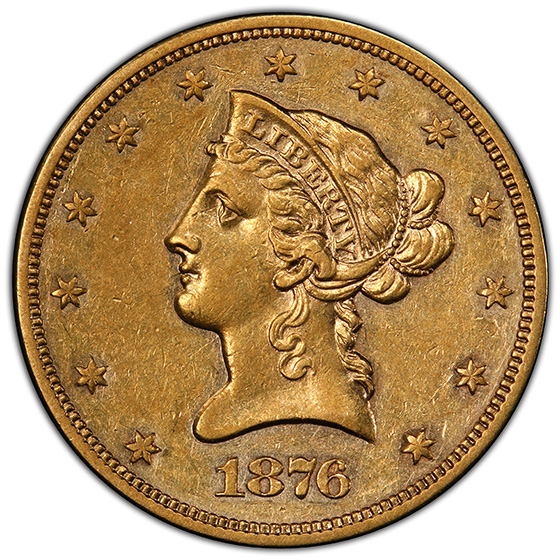 Picture of 1876-S LIBERTY HEAD $10 AU55 