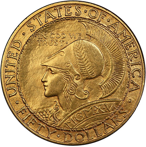 Picture of 1915-S GOLD $50, PAN-PAC ROUND MS62  Picture of 1915-S GOLD $50, PAN-PAC ROUND MS62