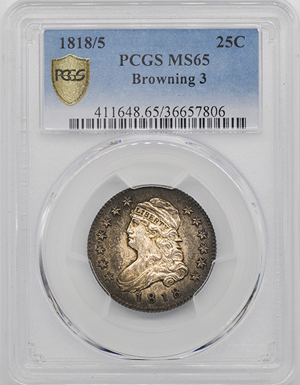 Picture of 1818/5 CAPPED BUST 25C MS65 