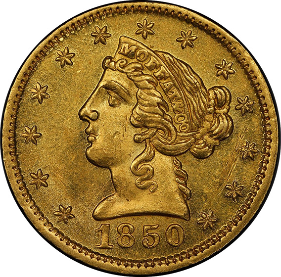 Picture of 1850 MOFFAT $5 MS63 