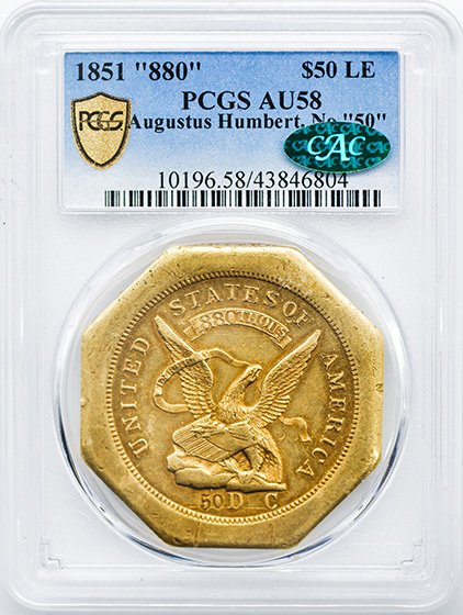 Picture of 1851 880 HUMBERT $50 LE AU58 
