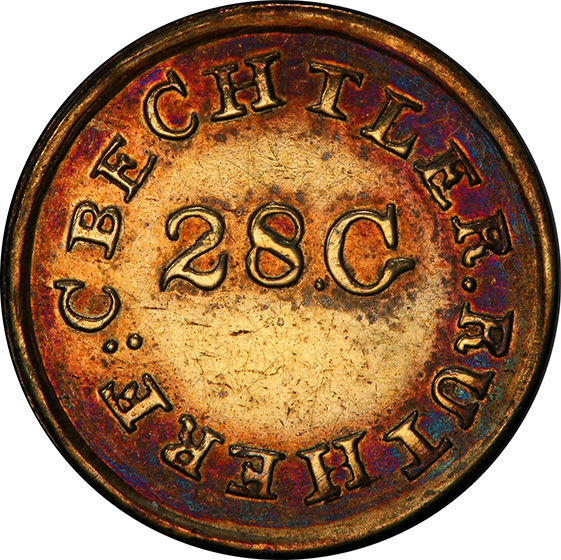 Picture of C BECHTLER G$1, 28 GRAIN HIGH AU58 