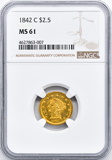 Picture of 1842-C LIBERTY HEAD $2.5 MS61 