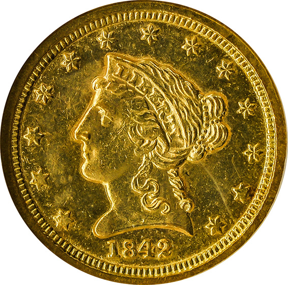 Picture of 1842-C LIBERTY HEAD $2.5 MS61 