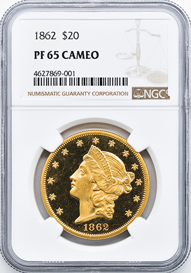 Picture of 1862 LIBERTY HEAD $20 PR65 Cameo