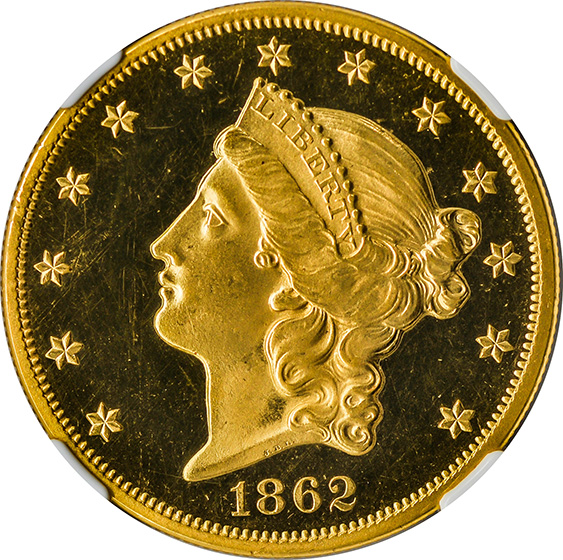 Picture of 1862 LIBERTY HEAD $20 PR65 Cameo