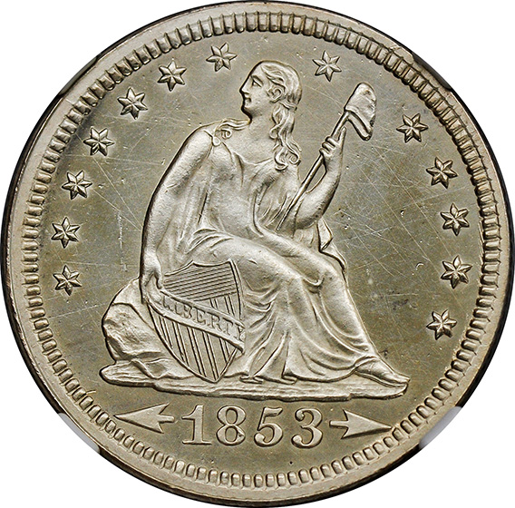 Picture of 1853 LIBERTY SEATED 25C, ARROWS AND RAYS PR66 Cameo