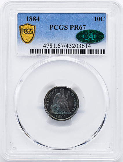 Picture of 1884 LIBERTY SEATED 10C PR67 