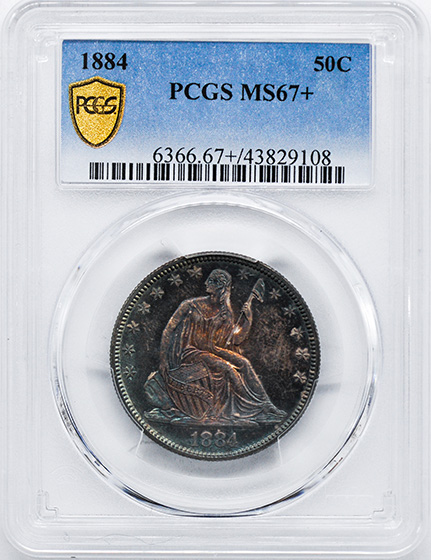 Picture of 1884 LIBERTY SEATED 50C, MOTTO MS67+ 