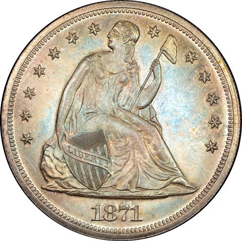 Picture of 1871 LIBERTY SEATED S$1, MOTTO PR65 