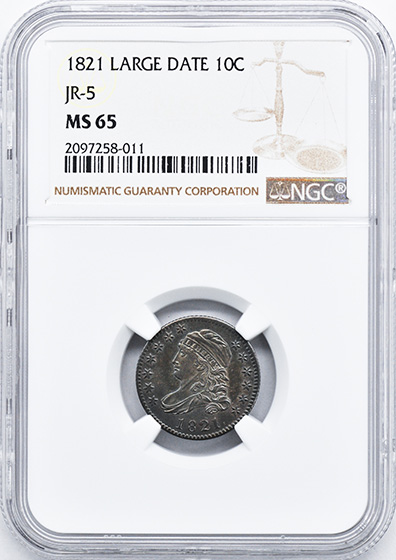 Picture of 1821 CAPPED BUST 10C, LARGE DATE MS65 
