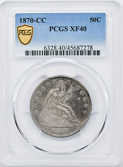 Picture of 1870-CC LIBERTY SEATED 50C, MOTTO XF45 