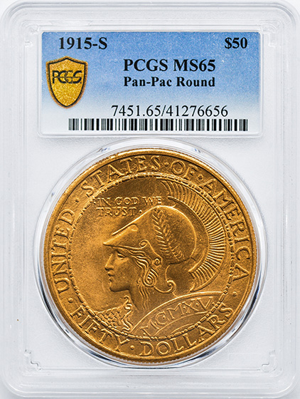 Picture of 1915-S GOLD $50, PAN-PAC ROUND MS65 