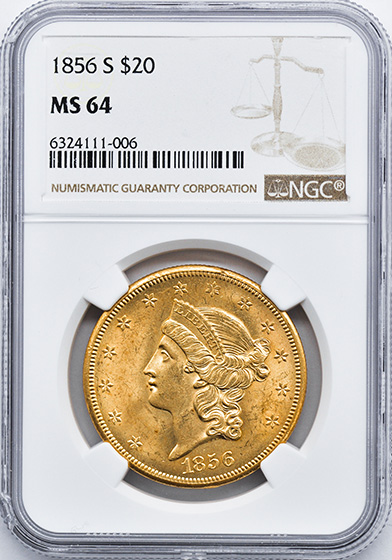 Picture of 1856-S LIBERTY HEAD $20 MS64 