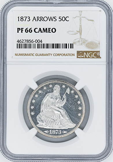 Picture of 1873 LIBERTY SEATED 50C, ARROWS PR66 Cameo