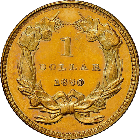 Picture of 1860 GOLD G$1, TYPE 3 PR66 Cameo
