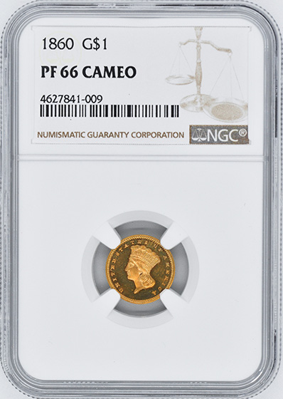 Picture of 1860 GOLD G$1, TYPE 3 PR66 Cameo