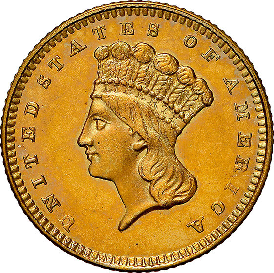 Picture of 1860 GOLD G$1, TYPE 3 PR66 Cameo