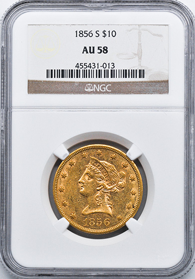 Picture of 1856-S LIBERTY HEAD $10 AU58 