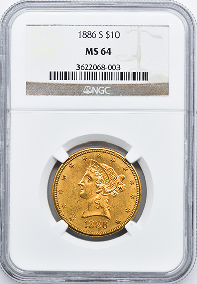 Picture of 1886-S LIBERTY HEAD $10 MS64 