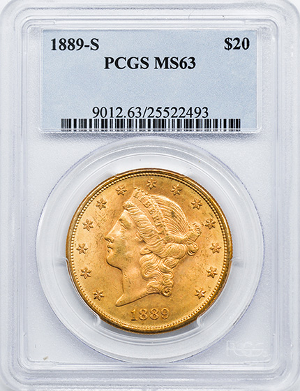 Picture of 1889-S LIBERTY HEAD $20 MS63 