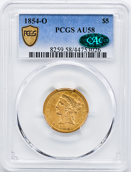 Picture of 1854-O LIBERTY $5 AU58 