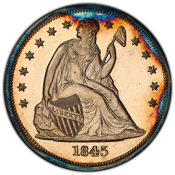 Picture of 1845 LIBERTY SEATED S$1, NO MOTTO PR64 