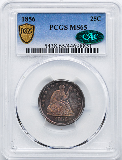 Picture of 1856 LIBERTY SEATED 25C, NO MOTTO MS65 
