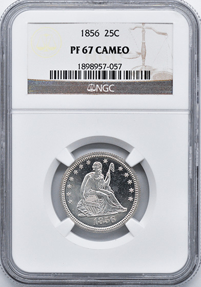 Picture of 1856 LIBERTY SEATED 25C, NO MOTTO PR67 Cameo