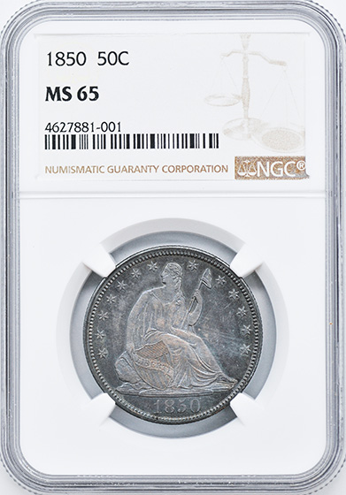Picture of 1850 LIBERTY SEATED 50C, NO MOTTO MS65 