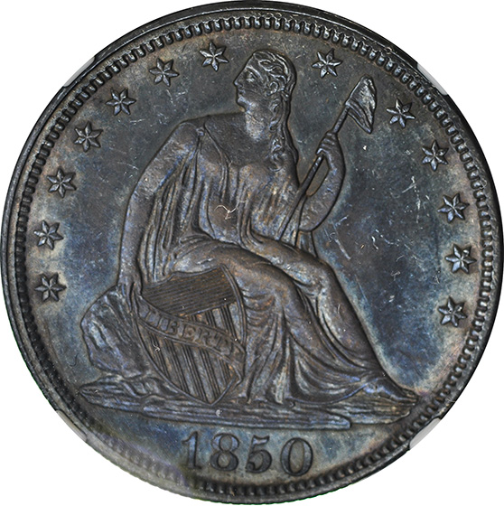 Picture of 1850 LIBERTY SEATED 50C, NO MOTTO MS65 