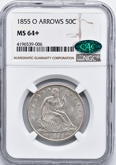 Picture of 1855-O LIBERTY SEATED 50C, ARROWS MS64+ 